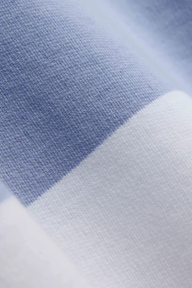 W. Thin Cotton Rugby Shirt White And Vintage Blue Stripes