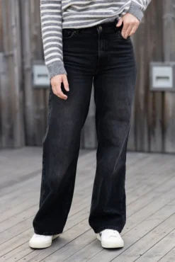 W Wide Jeans Black Washed