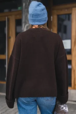 W. Wool Wide Cardigan Dark Brown