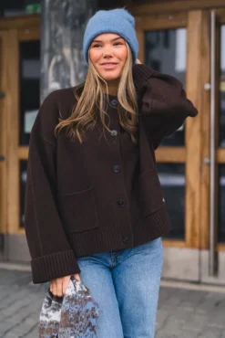 W. Wool Wide Cardigan Dark Brown