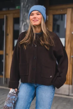 W. Wool Wide Cardigan Dark Brown