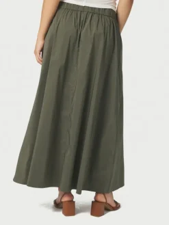 Yara Long Poplin Skirt Army
