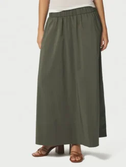 Yara Long Poplin Skirt Army