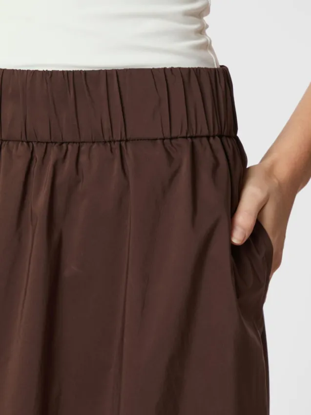 Yara Long Poplin Skirt Chocolate Brown