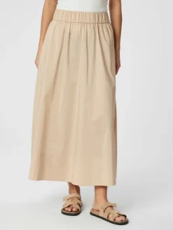 Yara Long Poplin Skirt Dark Sand