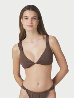Zadie Solid Bikini Top Dark Brown