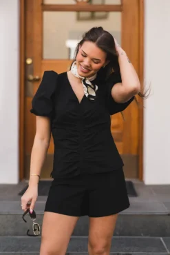 Zaria Poplin Blouse Black