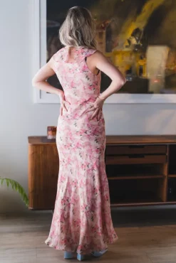 Zella Chiffon Print Dress Dusty Pink