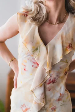 Zella Chiffon Print Dress Dusty Yellow