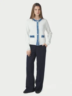 Zelma Knit Denim Cardigan Offwhite