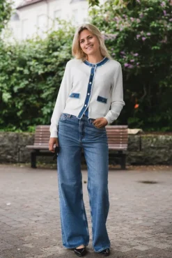 Zelma Knit Denim Cardigan Offwhite