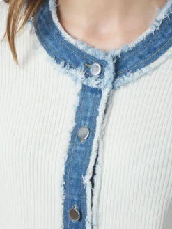 Zelma Knit Denim Cardigan Offwhite