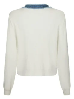 Zelma Knit Denim Cardigan Offwhite
