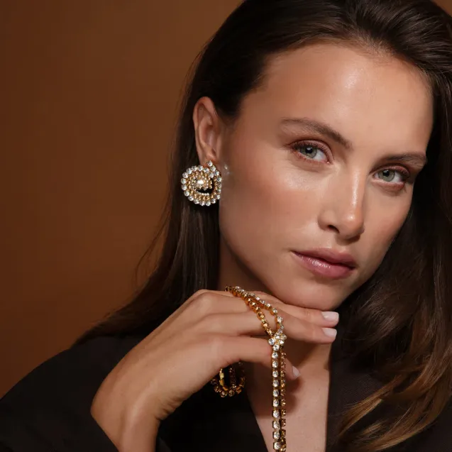 Zia Earrings Gold Topaz Combo