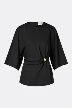 Zilla Brooch Detailed Blouse Black