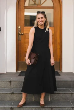 Zora Poplin Dress Black