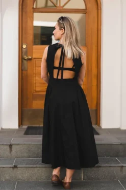 Zora Poplin Dress Black